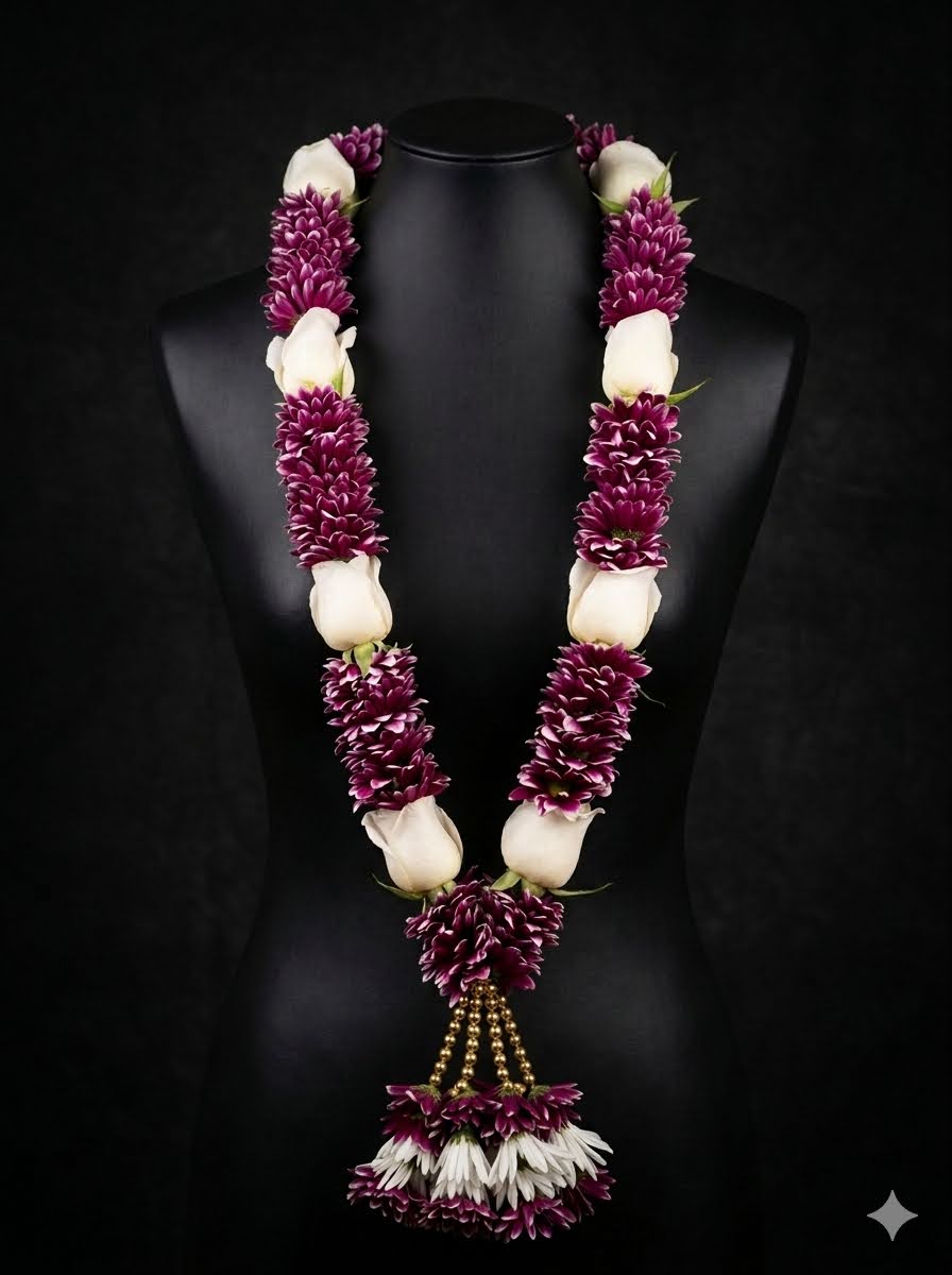 Violet Fascination - Indian wedding garland handcrafted in Plainfield, Illinois