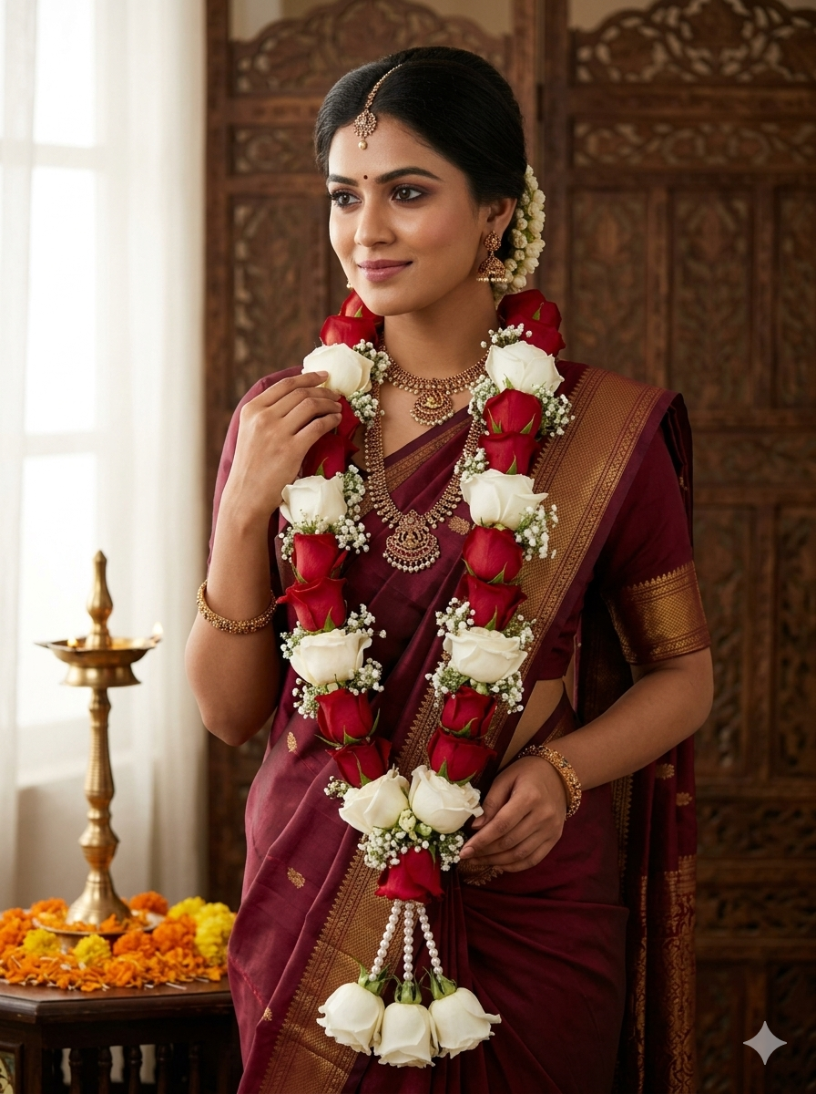 Rose Radiance - Indian wedding garland handcrafted in Plainfield, Illinois