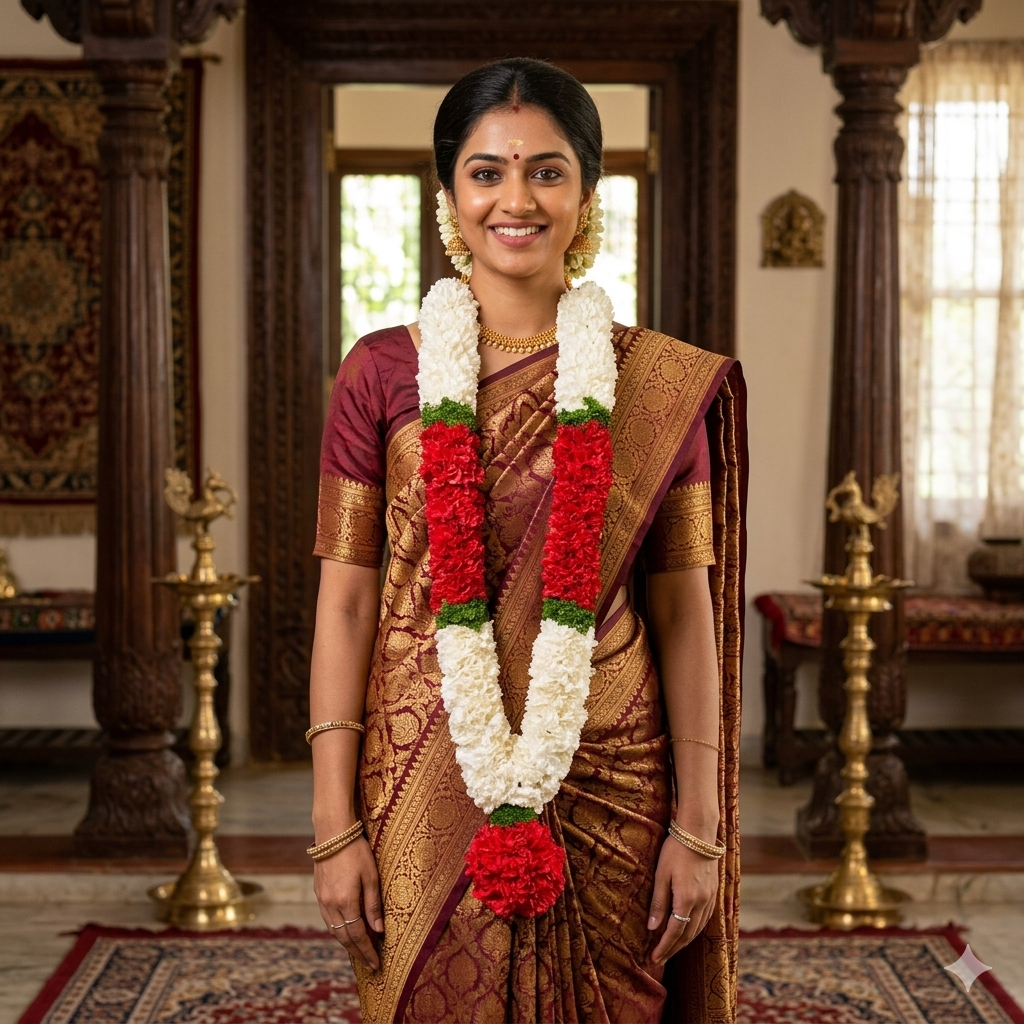 Red & White Carnation - Indian wedding garland handcrafted in Plainfield, Illinois