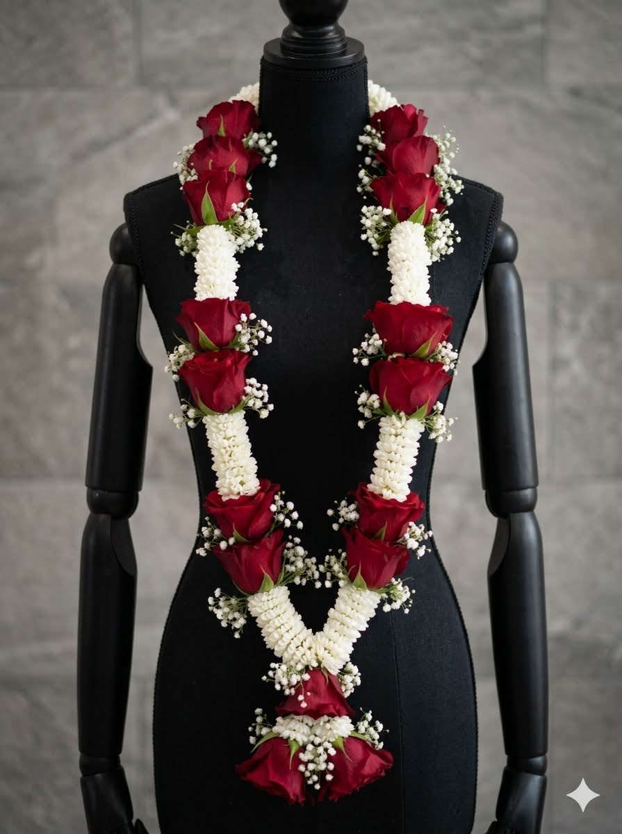 White Whispers - Indian wedding garland handcrafted in Plainfield, Illinois