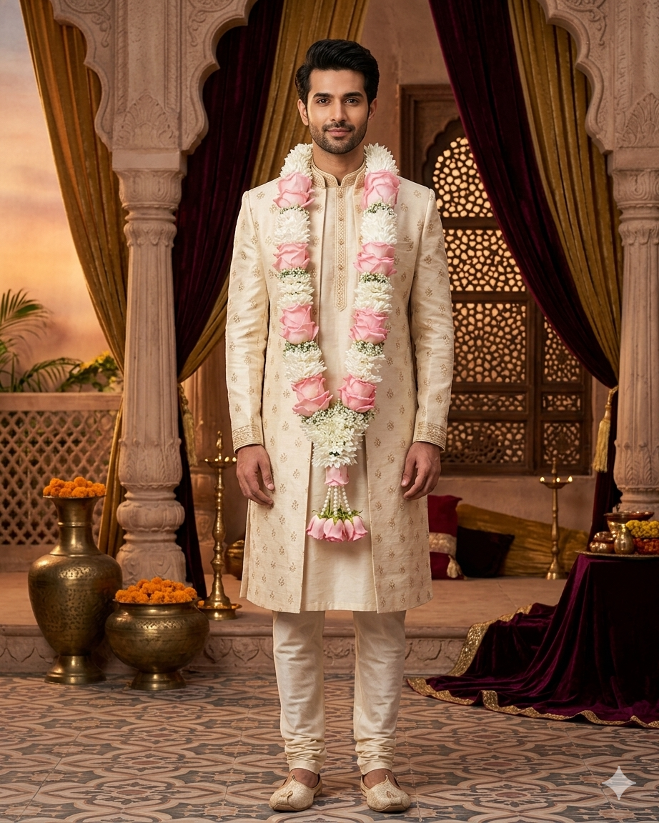 Pink Whole Rose & Carnation - Indian wedding garland handcrafted in Plainfield, Illinois