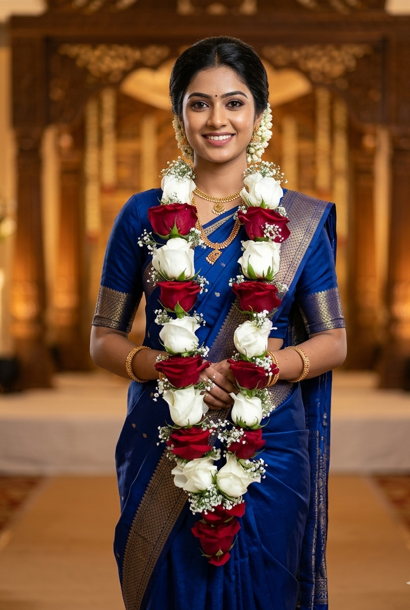 Red & White Rose Garland — Handcrafted in Illinois | Ships USA - Indian wedding garland handcrafted in Plainfield, Illinois