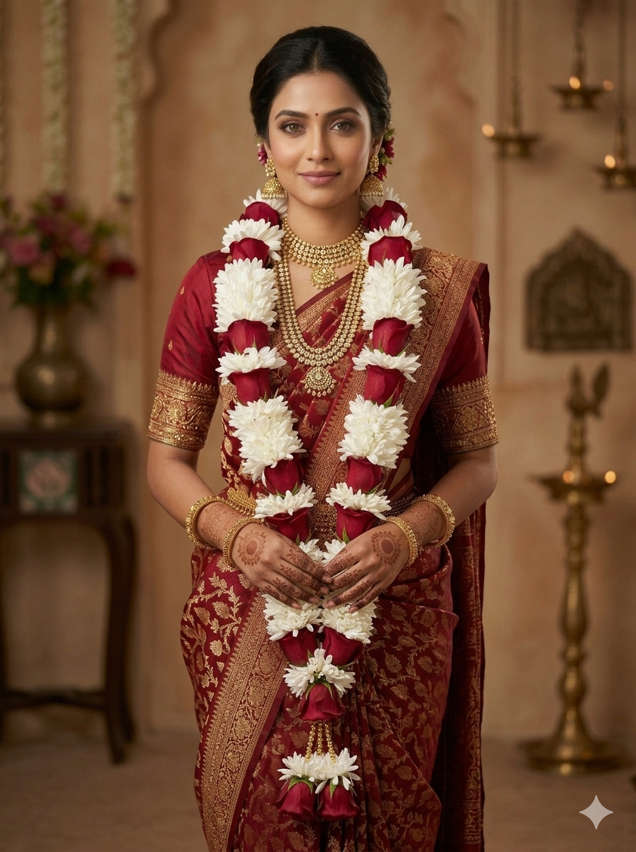 Ruby Elegance - Indian wedding garland handcrafted in Plainfield, Illinois